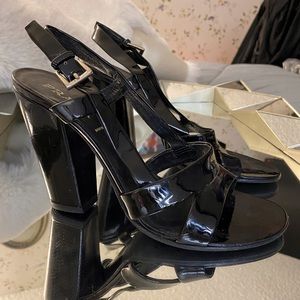 Prada Black Patent Leather Slingback Sandal 38.5